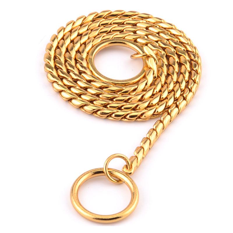 Hochbelastbares Hunde-Würgehalsband Slip Hunde P-Kette Schlangenhalsband Plattiert Rostfrei Hundetrainingshalsbänder für Kleine Große Hunde Schwarz/Gold 16IN(40CM)