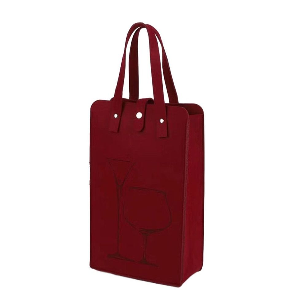 Tragbare Filz Rotweintasche Doppelter Handgriff Wein Geschenk Aufbewahrungstasche Geschenk Getränketasche wein rot