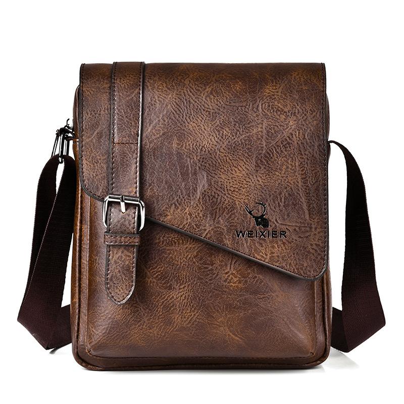 WEIXIER Herren-Umhängetasche im Vintage-Stil, lässig, große Kapazität, Umhängetasche, vielseitige Umhängetasche, Vintage-Stil, einzelne Umhängetasche, Tragetasche kaffeebraun
