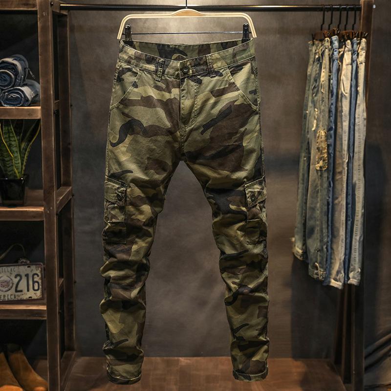 Neue Camo-Hose für Herren, lässig, mit mehreren Taschen, Cargo-Hose, Hip-Hop-Jogger, urbane Overalls, Outwear, Sport-Hose 34 camouflage