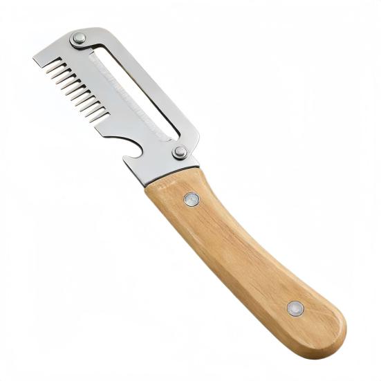 Stahl-Gemüseschäler mit Holzgriff 2-in-1 Obst-Kartoffelschäler mit Flaschenöffner 1pc ebenholz