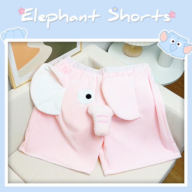 Fliegende Elefanten-Shorts, Elefanten-Paar-Shorts, Dumbo-Trunk-Shorts, lustige Pyjama-Hose M rosa