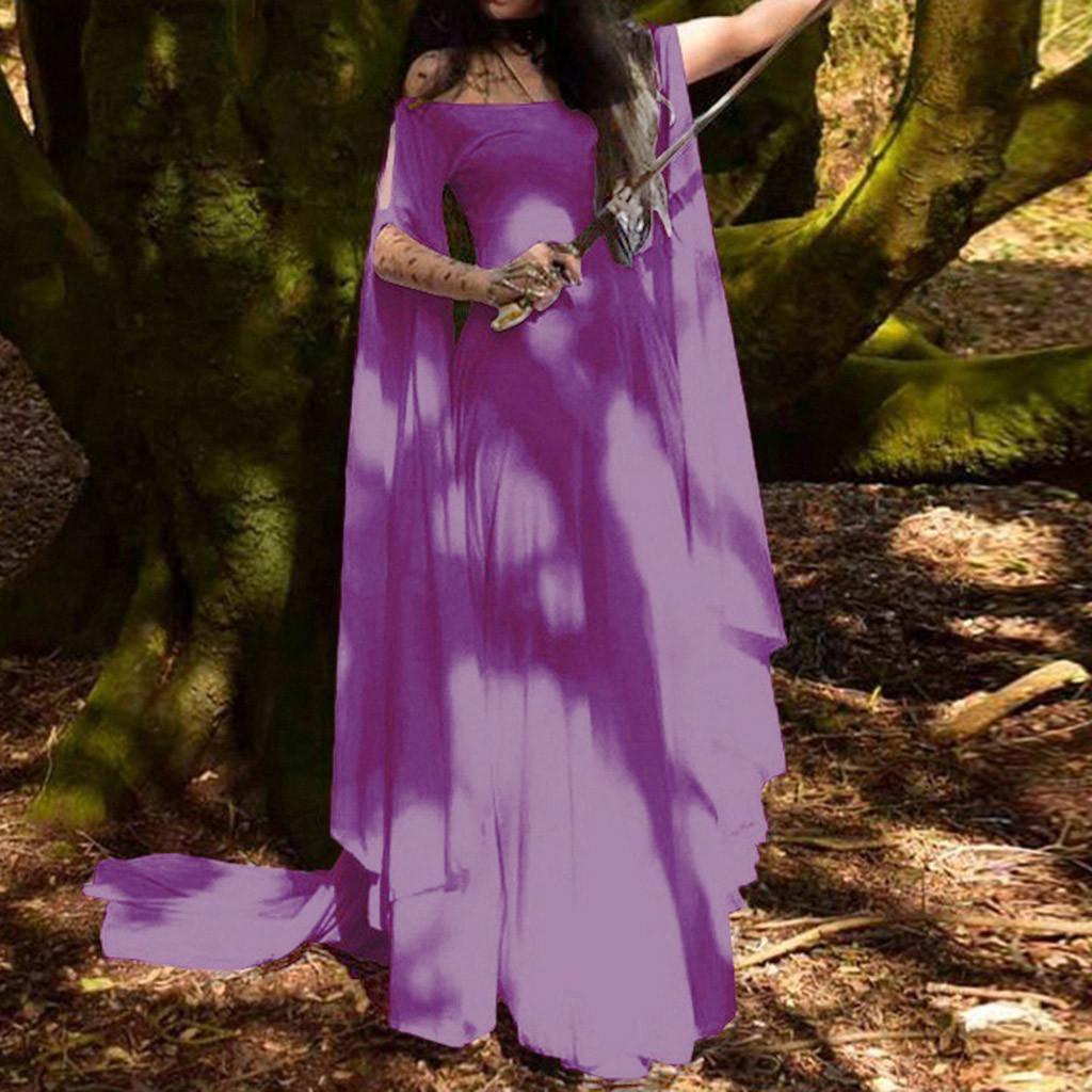 Damen Retro Cosplay Vintage Party Club Elegantes Kleid M violett