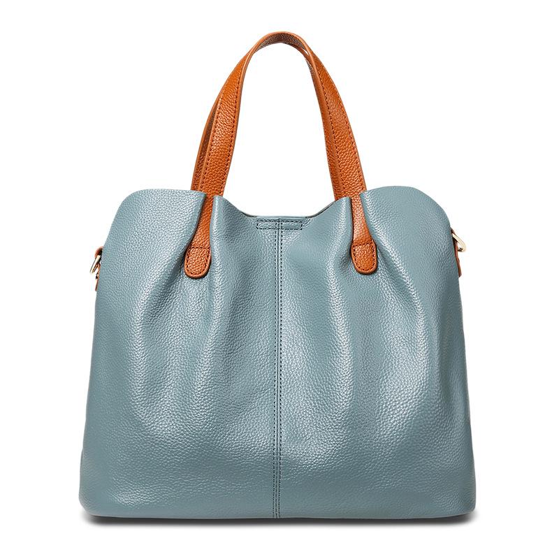 Weiche echtes Leder Tote Composite Bag Luxus Handtaschen Frauen Schulter Messenger Bags Designer Damen Umhängetaschen für Frauen blau