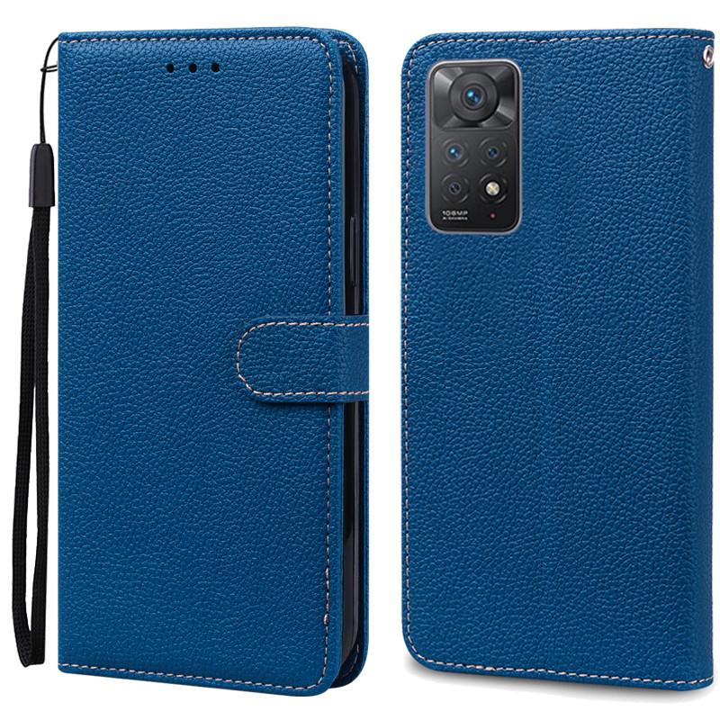 Note 11 Hülle für Xiaomi Redmi Note 11 11S Hülle Leder Brieftasche Flip Case für Redmi Note 11 Pro Handyhüllen Note 11S Cover Fundas Note 11S navy blau