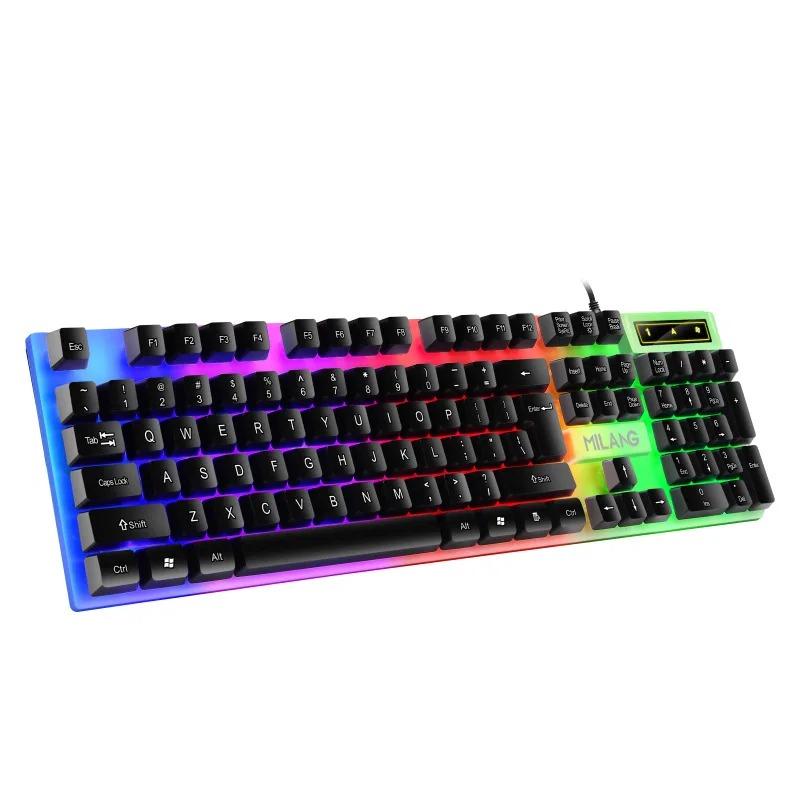 Gaming-Tastatur, kabelgebundene Tastatur, 104 Tasten, schwebende Taste, Regenbogen-Tastatur mit Hintergrundbeleuchtung für Laptop-PC