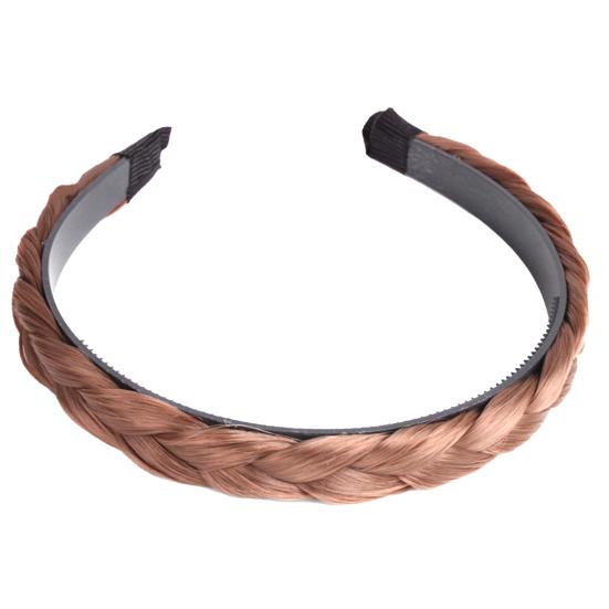 1/1,5/1,8 cm weiblicher Haarreifen, synthetische Perücke, geflochtene Kopfbedeckung, Haarband, Stirnband 1.8cm braun