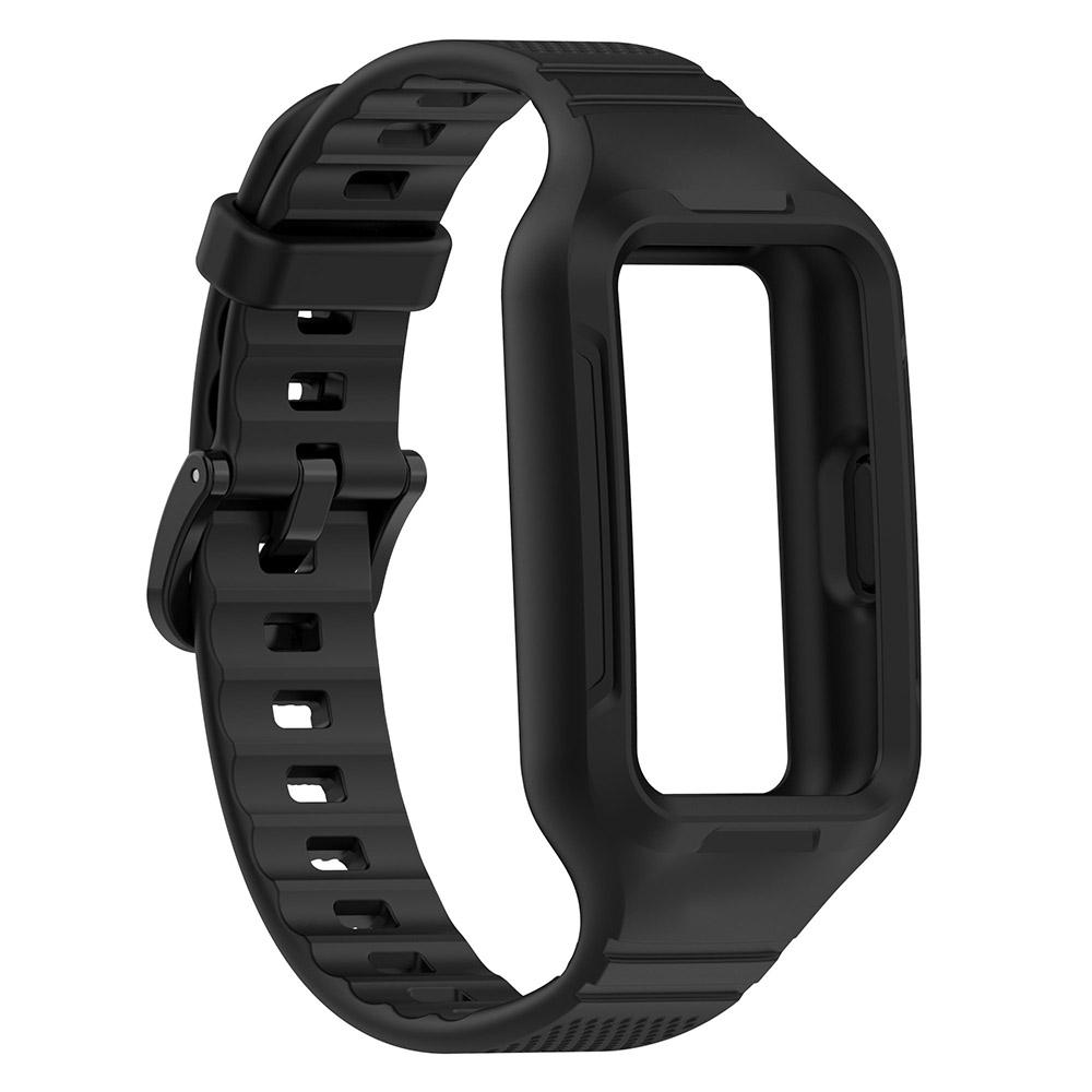 Silikonarmband für Huawei Band 9 8 7 6 Armband Armband für Honor Band 6/Honor Band 7 Integriertes Band + Hülle Huawei Band 6/7/8 schwarz