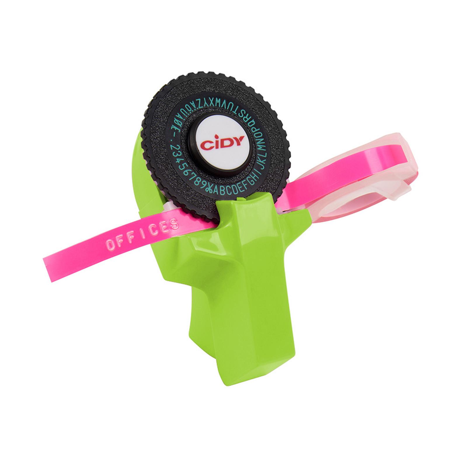 Tragbarer Mini-Etikettendrucker zum Selbermachen, 3D-Prägung, Etikettenschreiber, Drucker, Schreibmaschine mit Kunststoff-PVC grün