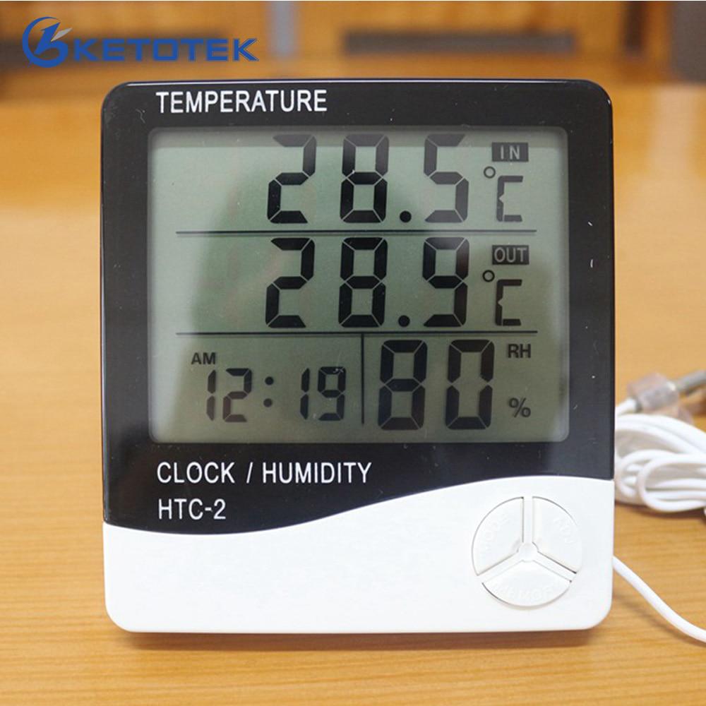 1PC LCD Digital Thermometer Hygrometer Wetterstation Home Indoor Outdoor C/F Temperatur-Feuchtigkeitsmessgerät mit Wecker