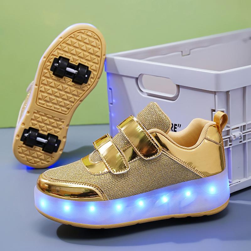Neue Doppelrad-Runaway-Schuhe, Jungen- und Mädchen-Rollenschuhe können als Variantenschuhe gesammelt werden, Schlittschuhe mit Lichtern und Leuchtschuhe 37 gray