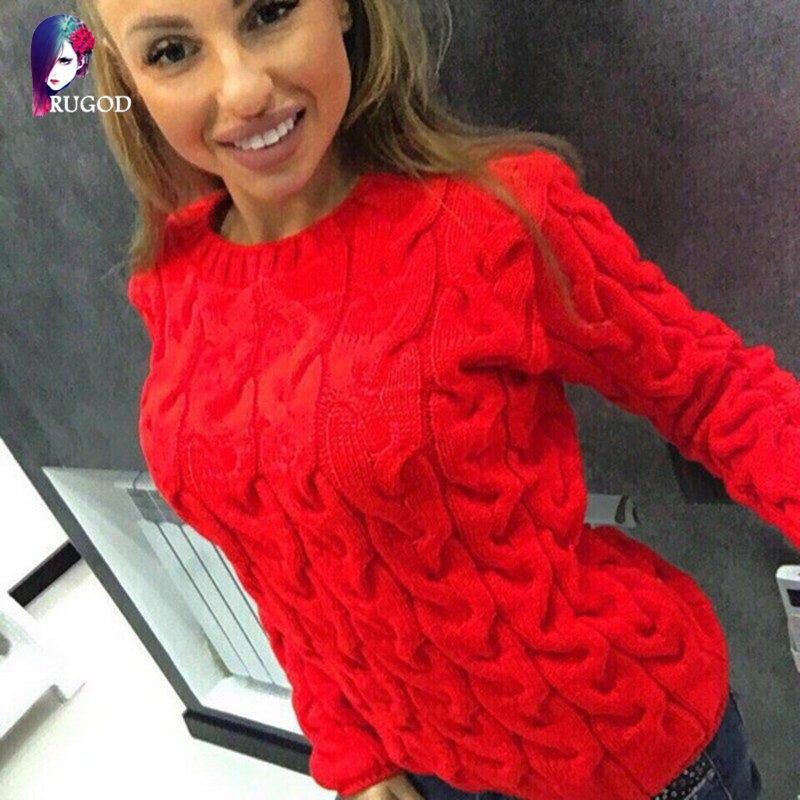 Frühling Herbst Candy Farbe Twist Pullover Frauen Herbst Winter Lange Hülse O-ansatz Pullover Pullover Weibliche Casual Strickwaren Jumper Dame One Size rot