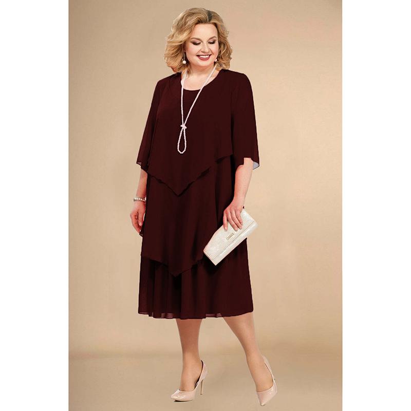 Damenkleider Chiffon Kleider in Übergröße Mama Strand Brautkleider Kleider zum Muttertag XXL rot