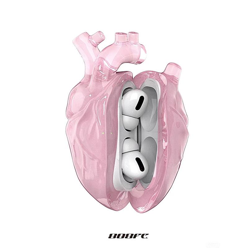 808FC Herz Silikon Stoßfestes AirPods Pro Kopfhöreretui AirPods 3rd Gen transparente rosa