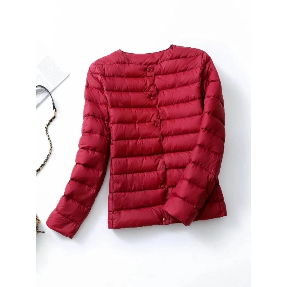 Ultraleichte Daunenjacke für Damen, mattes Gewebe, leichte Jacke, warm, winddicht, Parka, Damen-Daunenjacken plus Mäntel L weinrot