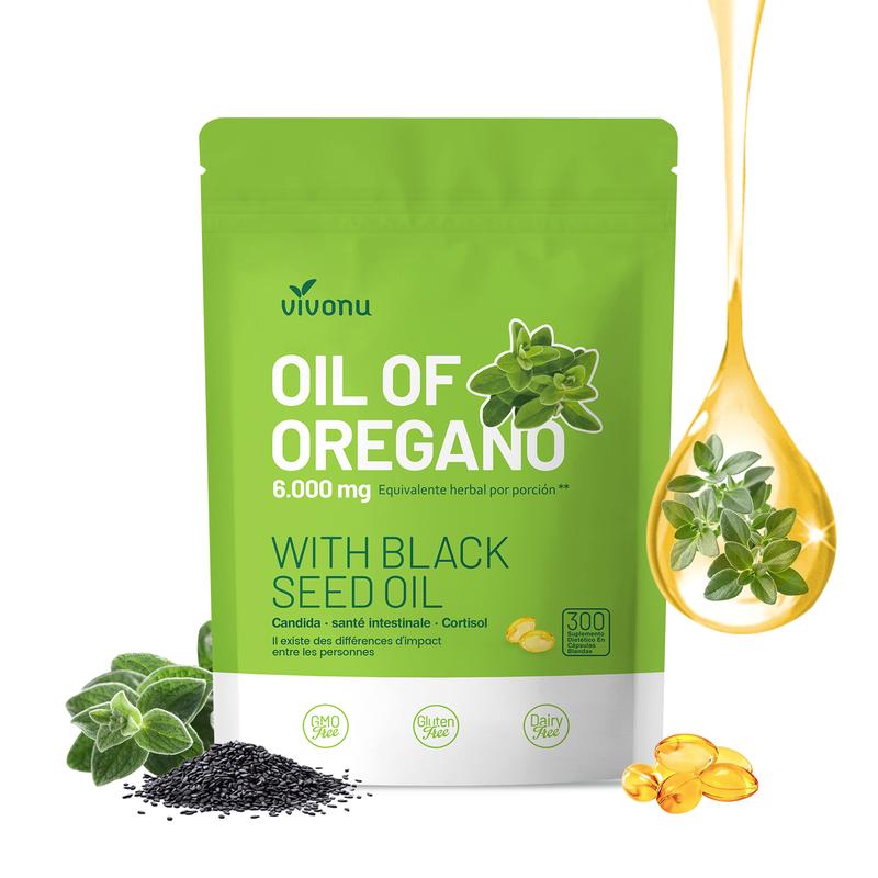 Oreganoöl 300 Kapseln mit Schwarzkümmel | Natürliches Botanisches Nahrungsergänzungsmittel | Antioxidativer & Nährstoffreicher Support