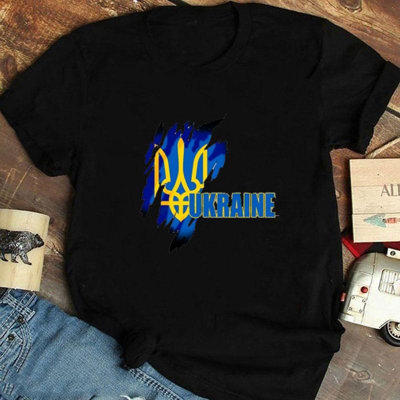 Flagge klassisches ukrainisches Geschenk-T-Shirt Mädchen Harajuku Liebe T-Shirts Tops Frauen ukrainisches T-Shirt Sommer Premium Kurzarm T-Shirt L