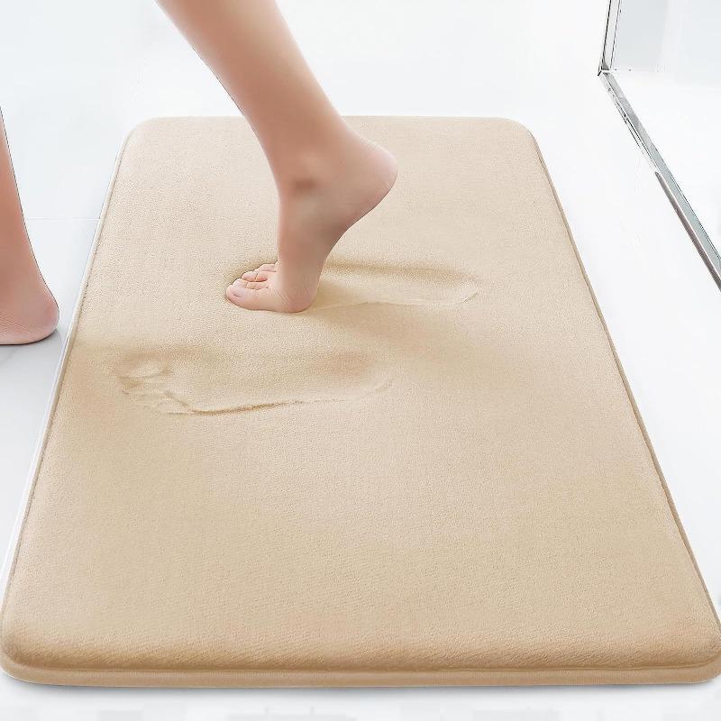 Badezimmermatte Bad Rutschfeste Teppiche Im Waschbecken Badewanne Seitenboden Teppich Duschraum Fußmatte Memory Foam 3D Pad 40cm*60cm beige
