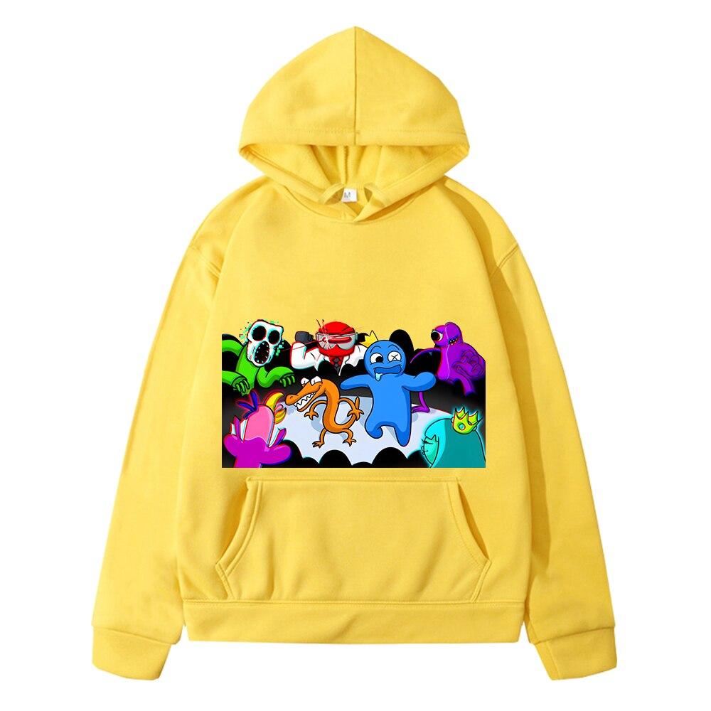 Rainbow Friends Hoodies Kinderkleidung Mädchen Jungen Sweatshirt Anime Hoodie Y2K Sudadera Fleece Pullover Lässige Kinderkleidung 160 yellow