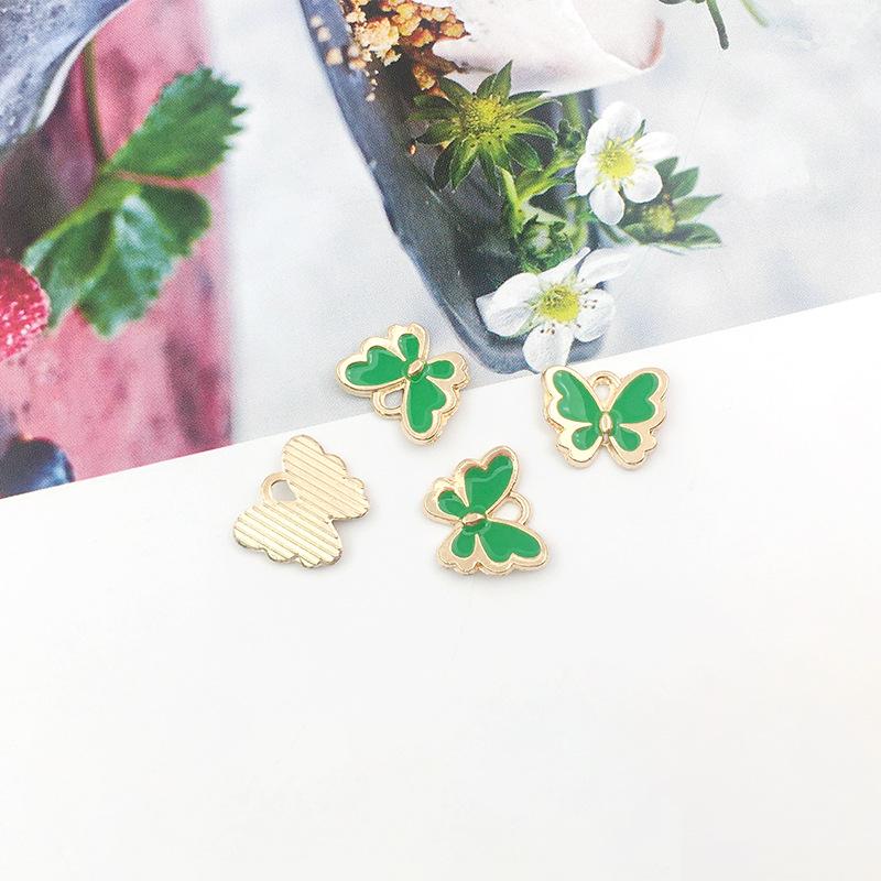 10 Stück Tropfen Öl, kleine Schmetterlingsperlen, Anhänger, DIY, handgefertigtes Ornament, Zubehör, Halskette, Ohrringe, Armband, Anhängermaterial grün