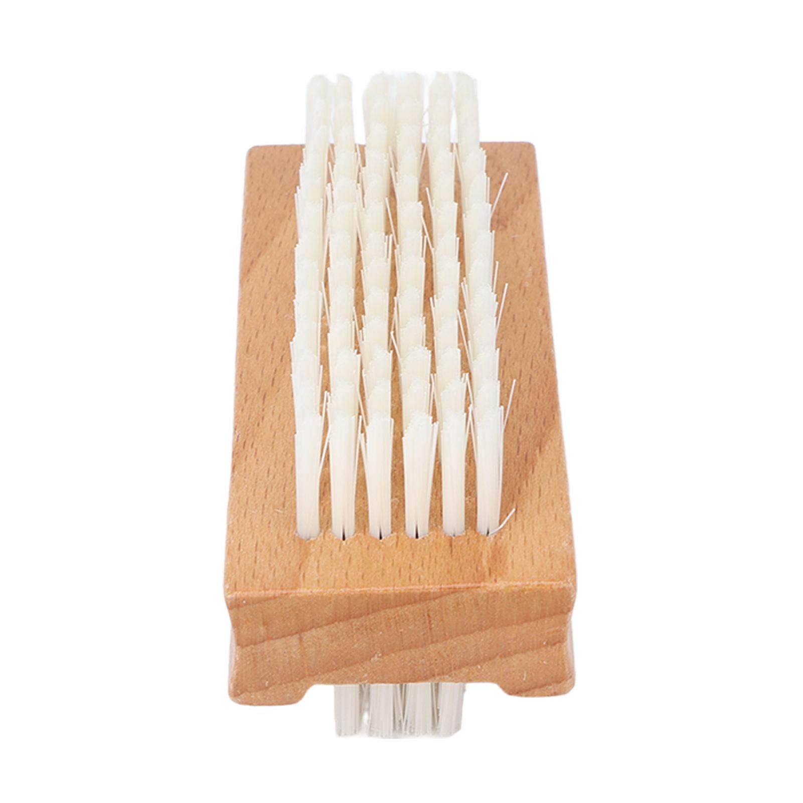 Doppelseitige Nagelbürste für Fingernägel, Zehennägel, Nagelhautbürste, Maniküre-Staubbürste aus Holz