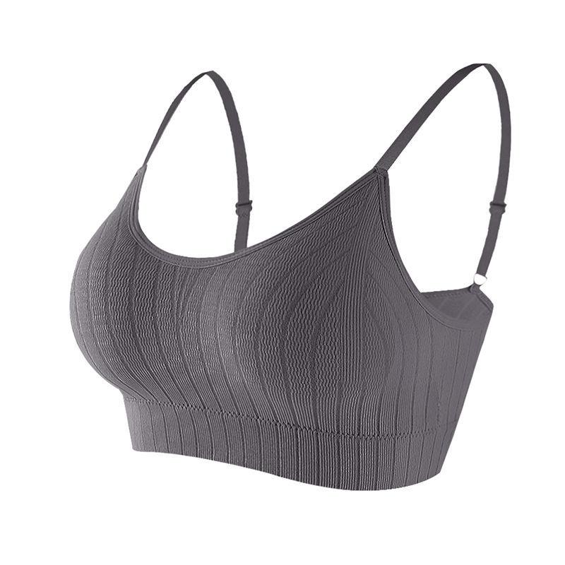 Damen Push-up-BH, elastisch, gerafft, All-Match-Unterwäsche, nahtloser BH, kabellos, einfarbig, verdickende Unterwäsche One Size dunkelgraue