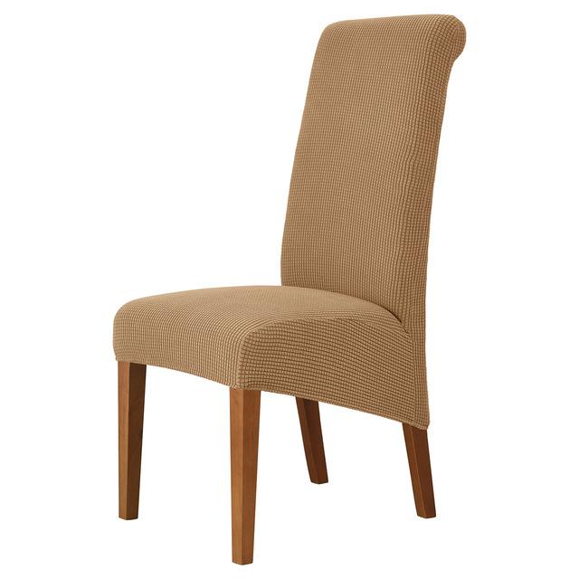 Stuhlhusse mit hoher Rückenlehne und universeller hoher Elastizität, Jacquard, Größe M, XL, Stuhlhussen für Esszimmer, Küche, Büro, Zuhause, Maisflanell M Size (45-58cm) licht kaffee
