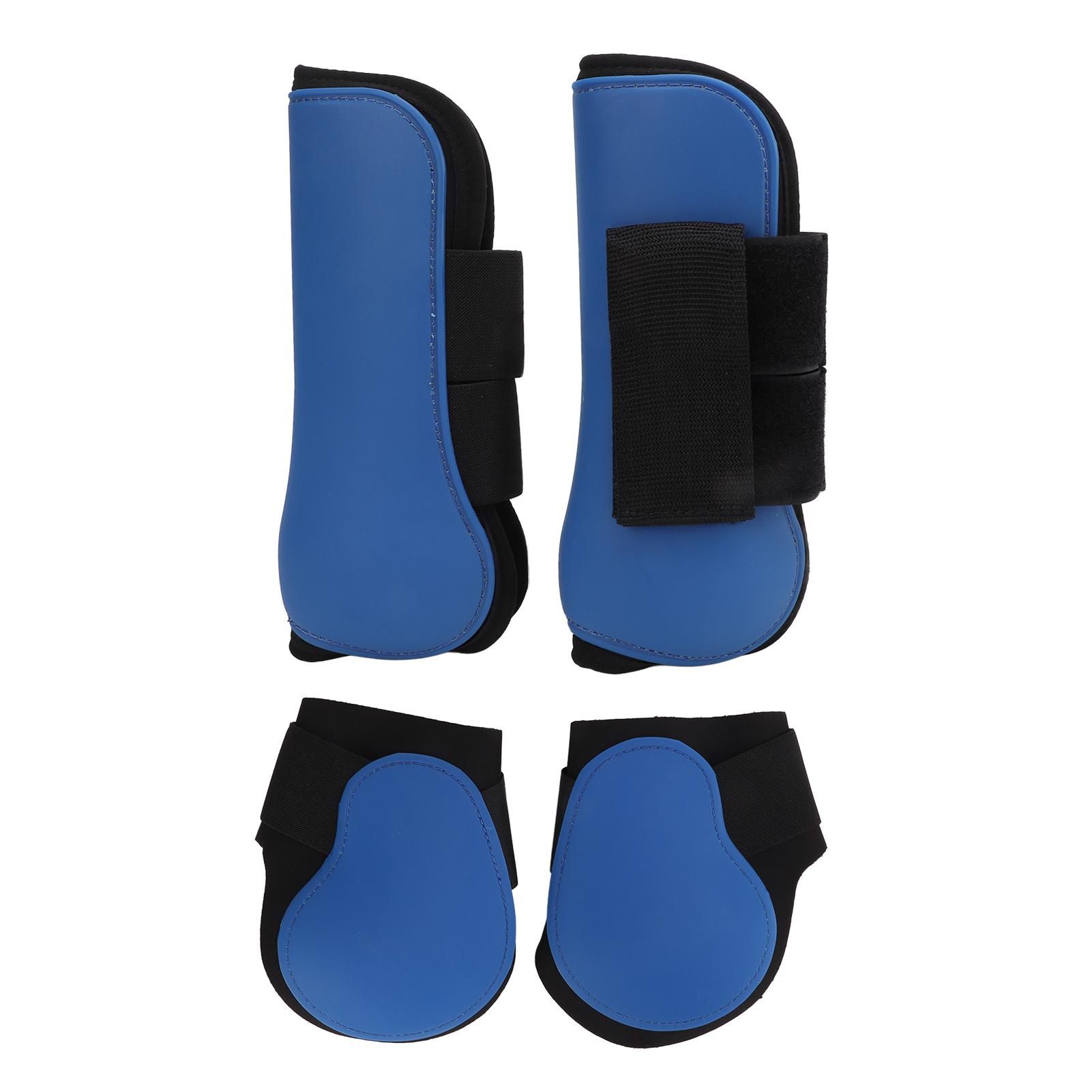 4Pcs Pferd Bein Stiefel Set PU Pferd Vorne und Hinten Bein Klammer Wachen mit Dämpfung Innen Pad für Large