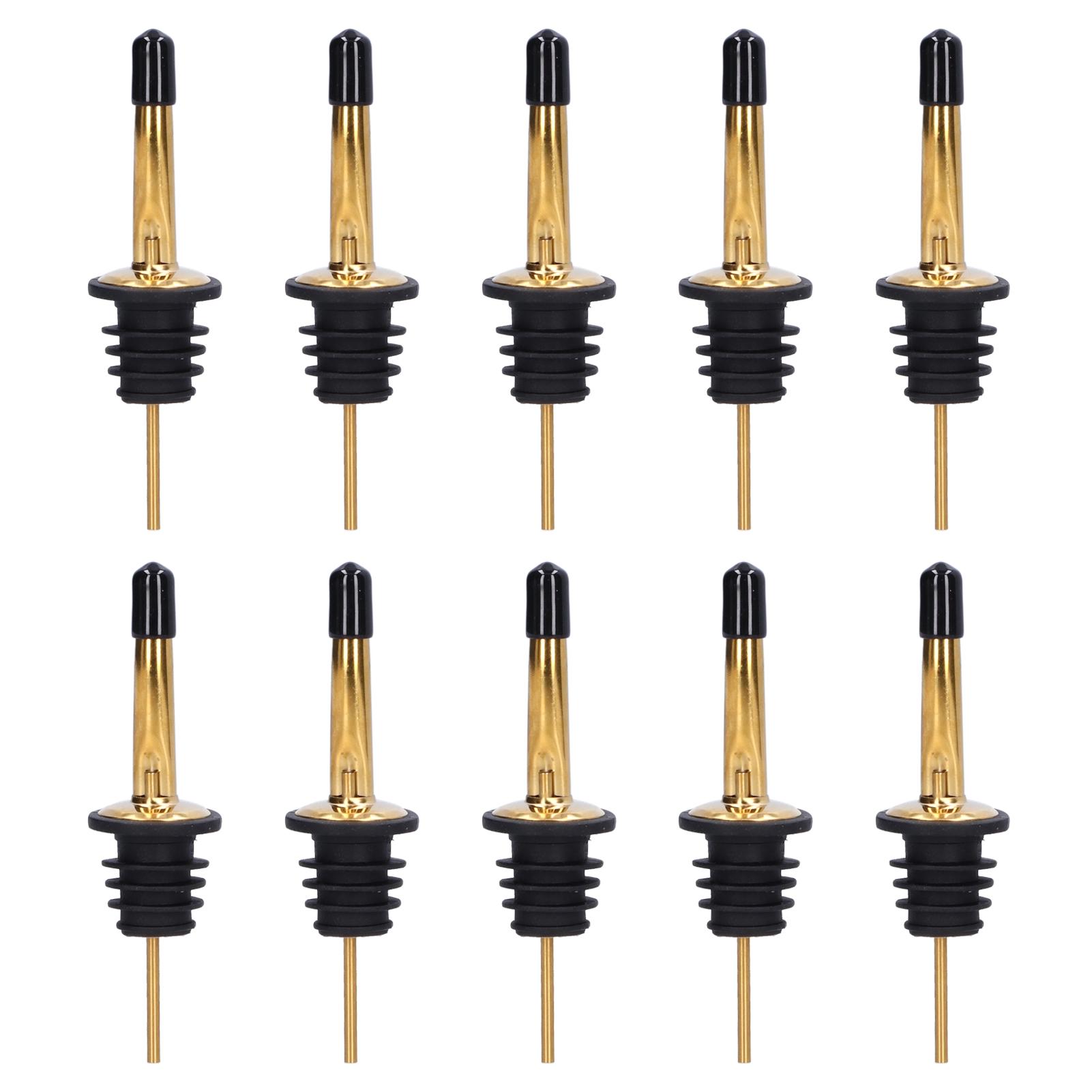 10Pcs Schnaps Ausgießer Edelstahl Wein Ausgießer Stopper Bar Werkzeug für Bar Home Restaurants(Gold