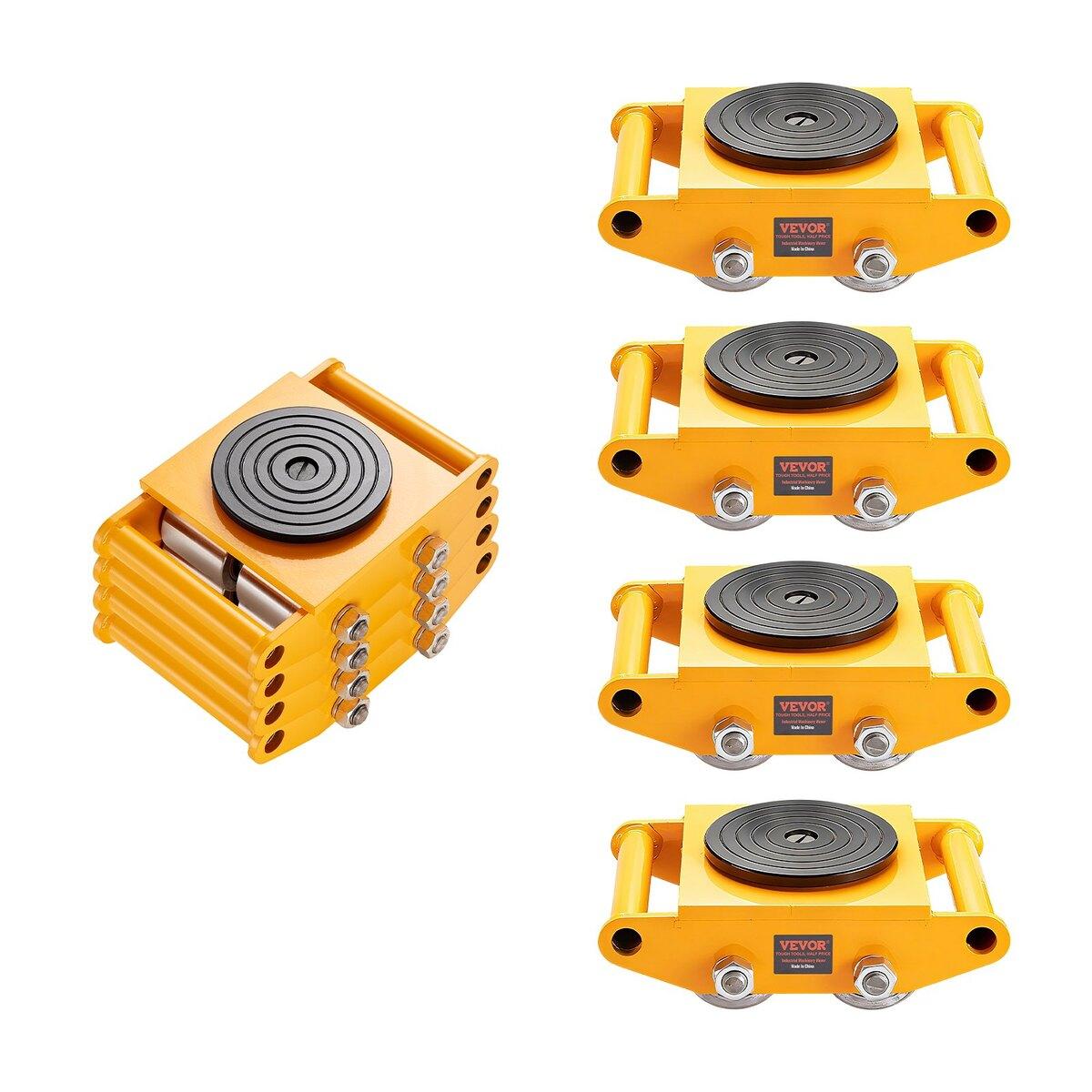 4 Stück Maschinen-Skate-Dolly, 26455LBS/12T Industriemaschinen-Transporter, Robuster Maschinen-Transport-Skate aus Kohlenstoffstahl & 4 Kohlenstoffstahlräder und 360°