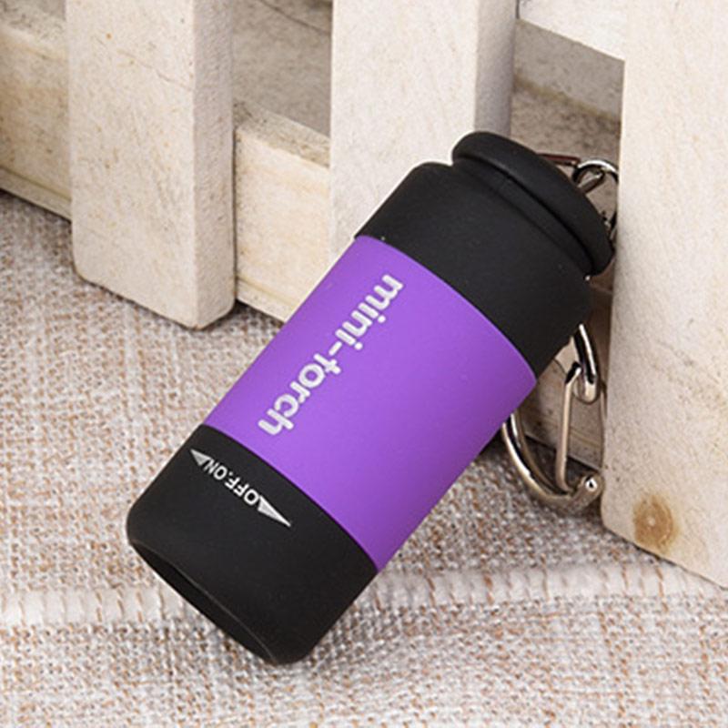 1pc Outdoor Sport Camping Wasserdichte Mini LED Licht USB Aufladbare Taschenlampe Lampe Tasche Schlüsselbund USB Aufladbare Tasche Schlüsselbund Taschenlampe violett
