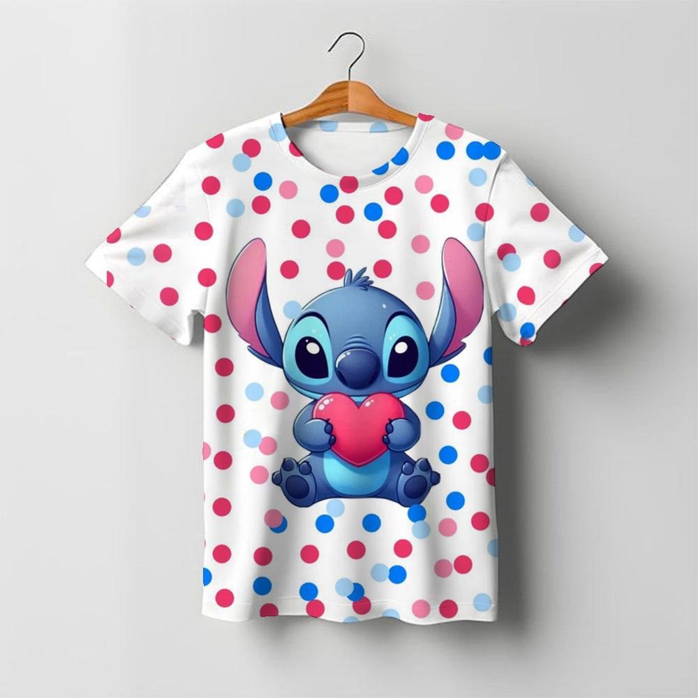 Mädchen Kawaii Stitch T-Shirt Kinder Mädchen Kleidung Kleinkind T-Shirts Kinder Kleidung 2025 Sommer Kurzarm Kinder Jungen Cartoon T-Shirt Tops 130