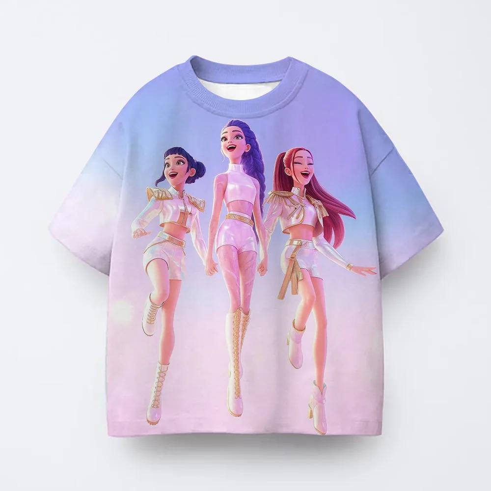 Kinder T-Shirts Anime Kpop Hexenjagd Gruppe 3D Druck Mode Lässig Cartoon Kinderbekleidung T-Shirt 140