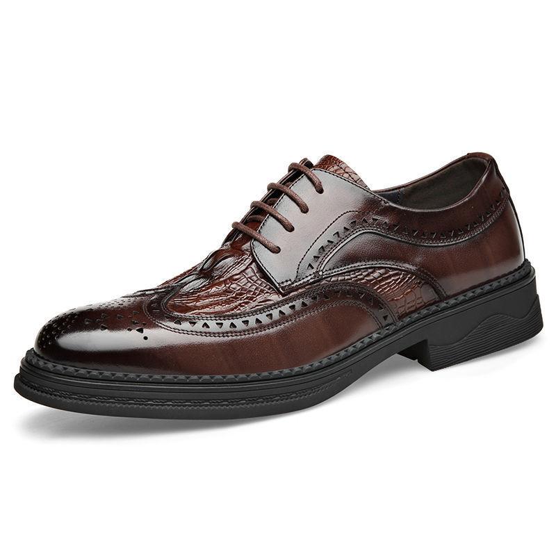 Luxus Herren Brogue Schuhe Herren Anzug Schuhe Lässig Formale Business Lederschuhe Herren braun Hochzeitsschuhe Italienische Kleid Bankettschuhe 43 braun
