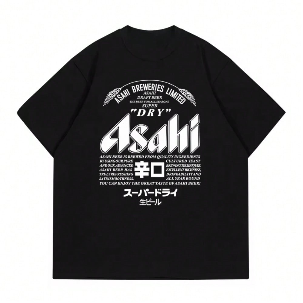 Japanisches Bier T-Shirt Sommer unisex Und Wounisex Nicht-Geschlechtsgebundene Kleidung Mit Amerikanischem Retro Locker Lässig Kurzärmelige Kleidung 5XL bunt