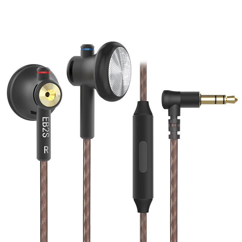 NiceHCK EB2S Flachkopf-Kopfhörer, HiFi-Kopfhörer, drahtgesteuertes Mikrofon, verkabelte CNC-Metall-Ohrstöpsel 3.5mm microphone schwarz