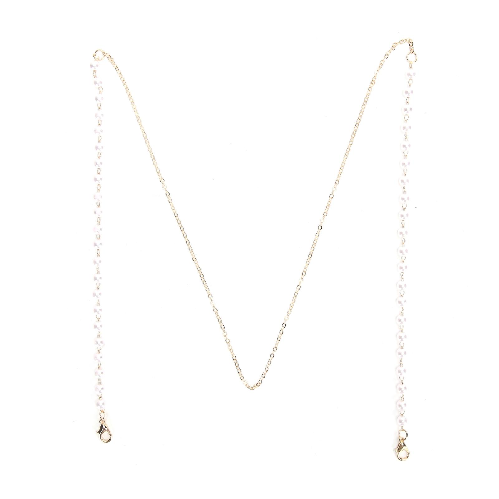 Damen Kunstperlen Mundschutzkette Anti-Rutsch Anti-Verlust Haltekette für Mundschutz Brillen