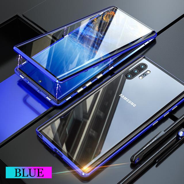 360 magnetische doppelseitige Glashülle aus Metall für Samsung Galaxy S25 S24 Ultra S23 FE S22 S21 S20 Plus A56 A36 A26 A16 A55 Telefonabdeckung For Samsung S21 FE blau