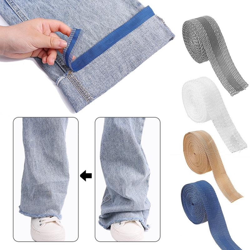3/5/10M Selbstklebende Hosenpaste Aufbügeln Hosenkante Kürzen Reparaturhosen für Jeansbekleidung und Jeanshosen Bekleidung DIY Nähen Stoff 10M grau