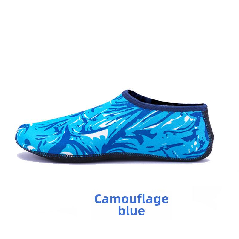 Unisex Strandsocken: Rutschfeste, weichsohlige Schwimm- & Schnorchelschuhe für Herren, Damen & Kinder - Ideal zum Tauchen, Waten und Bachwandern. M (36-37) blaue camouflagefarbe