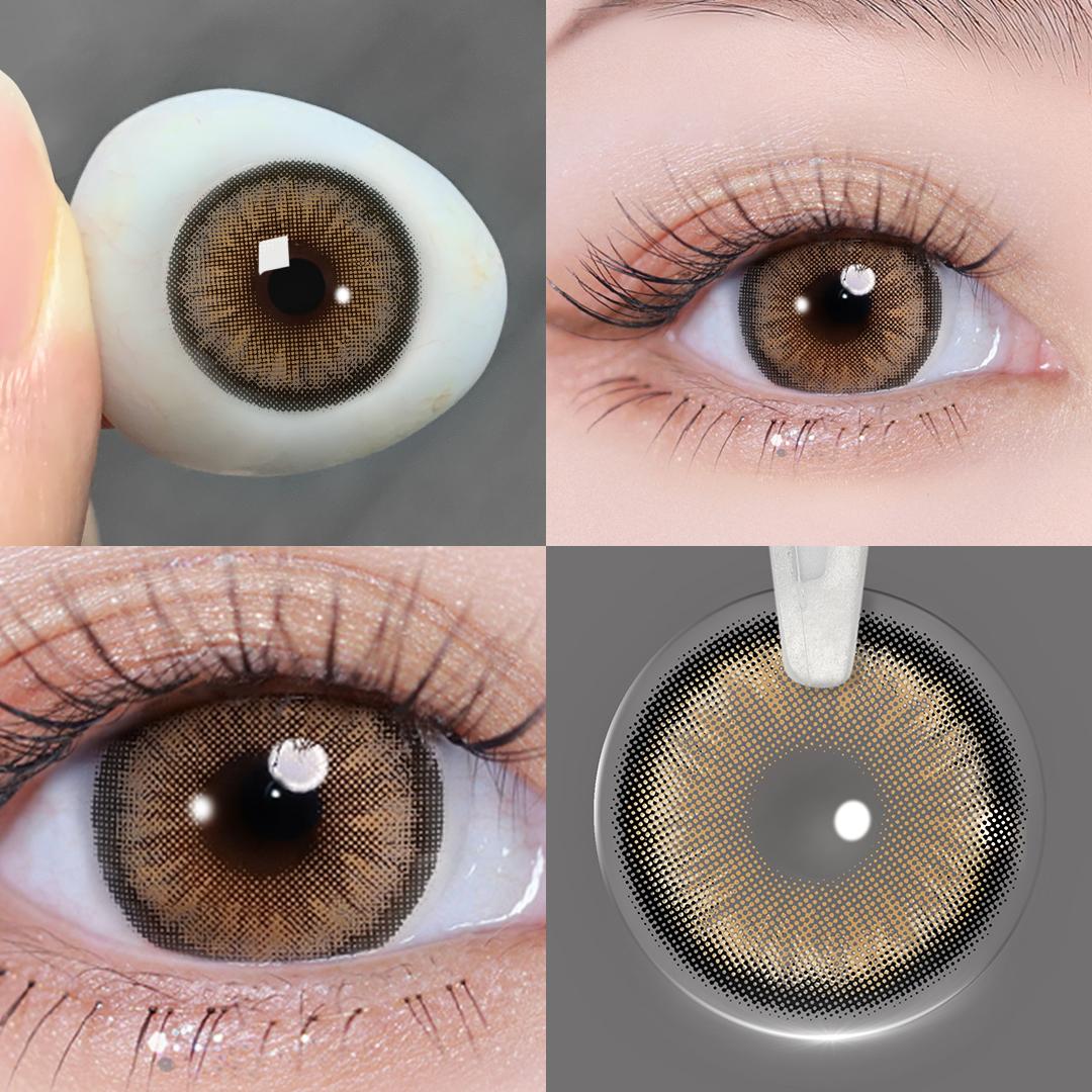 Farbige Kontaktlinsen mit Dioptrien Diamond Eye Lens Myopie-Linsen für Vision  (-1,00~-6,00) Farbige Kontaktlinsen mit Sehstärke 0.00 braun