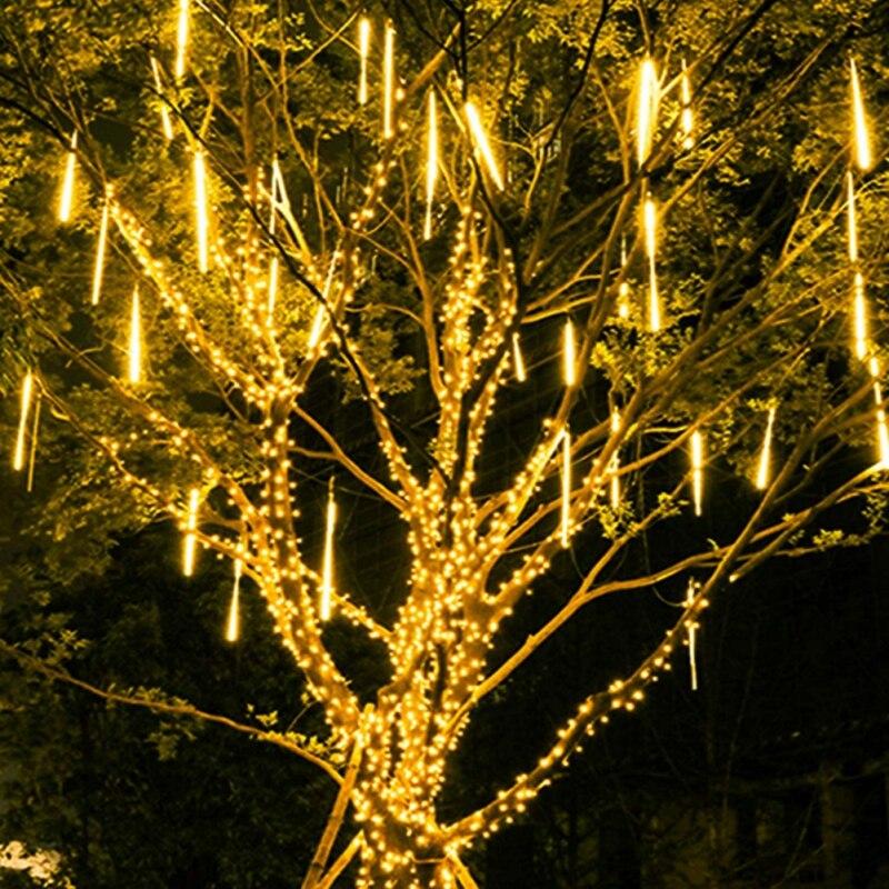 Solar LED Sternschnuppenlichter Weihnachtsfeiertags-Lichterketten Wasserdichte Gartenleuchte 8 Röhren 144 LEDs Weihnachts- Hochzeitsdekoration
