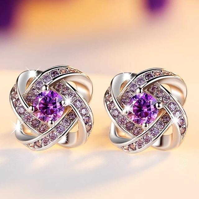 Echte Amethyst Ohrstecker 925 Sterling Silber Ohrringe Frauen Edelsteine Ohrringe Modeschmuck violett