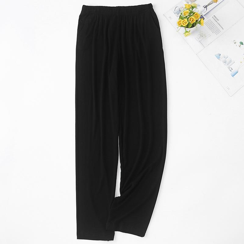 2021 neue Herren Damen Modal Schlafhose Pyjama Sommer Freizeithose Hose Weiche Hochflexible Hose mit geradem Bein Homewear Schlaf-Pyjama-Hose 2XL schwarz