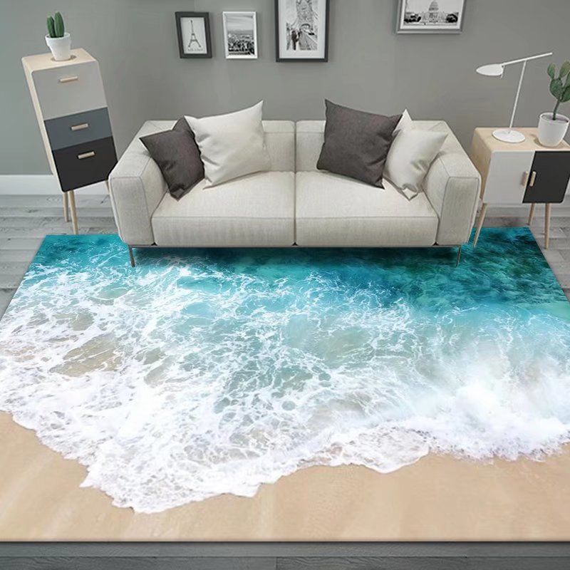 3D-Bodenmatte, Teppiche, Küche, Strandwellen, Läufer, Teppich, Küche, waschbar, rutschfest, Wohnzimmerteppich, Marine-Badematte, saugfähig 80*100cm