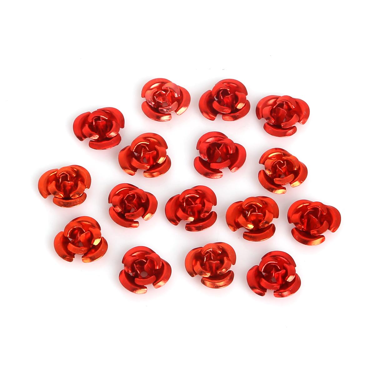 100 stücke Rose Kopf Aluminium Schmuck Produktion Hochzeit Party DIY Handwerk Dekoration Gemischte Farbe Perlen Hause Dekoration 8mm rot
