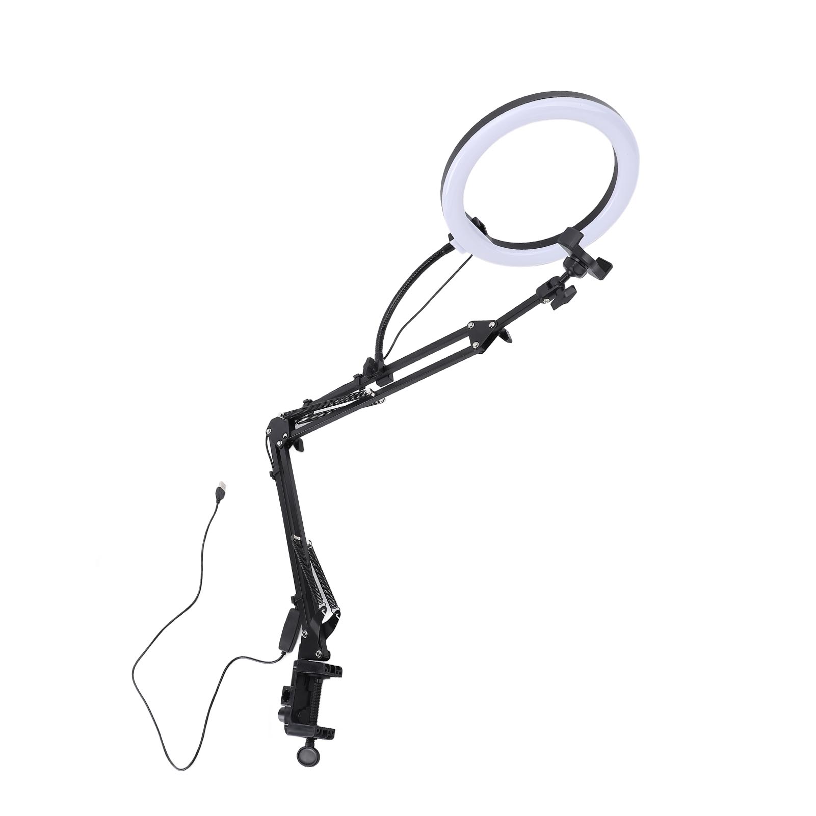 26cm Ringlicht Überkopf-Handyhalterung 5cm Maximale Klemmdicke Schreibtisch-Ringlicht mit Klemme für