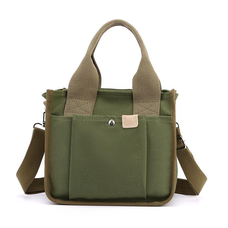 Frauen Umhängetaschen Leinwand Einfarbig Casual Tote Tasche Messenger Tasche Handtaschen Marke Designer Einfachheit Mädchen Schulter Tasche armee grüne
