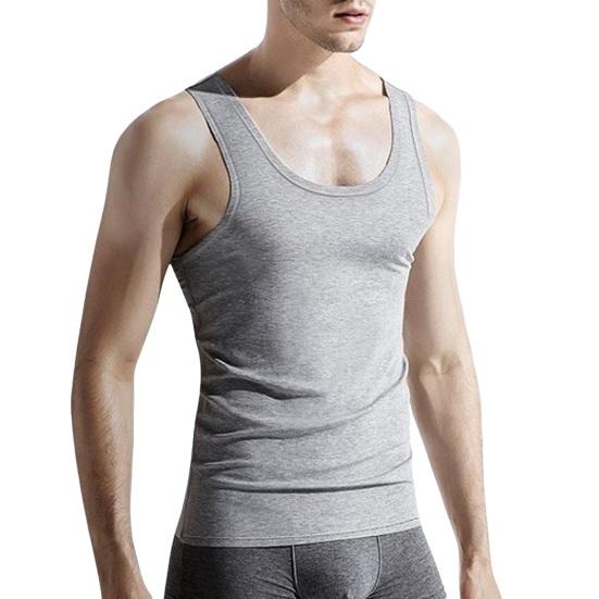 Herren Sport Weste O-Ausschnitt Ärmellos Fitness Weste Slim Fit Einfarbig Tank Top Dehnbar 4XL grau