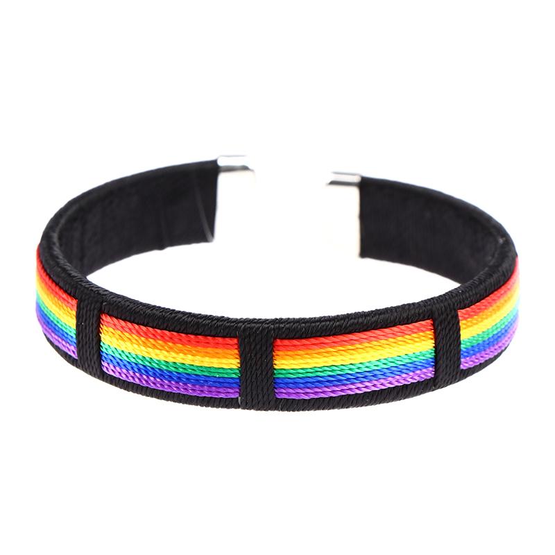 Regenbogen-Armband, super cooles offenes Armband, Netz, rotes Armband, Freundinnen, Paar-Armband, Uhrenarmband black